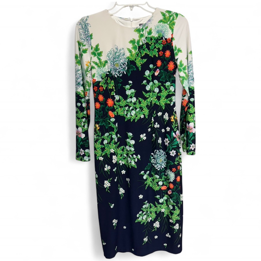 **SOLD** Maggy London Morning Floral Placed Print Matte Jersey Sheath Dress - Picture 2 of 7